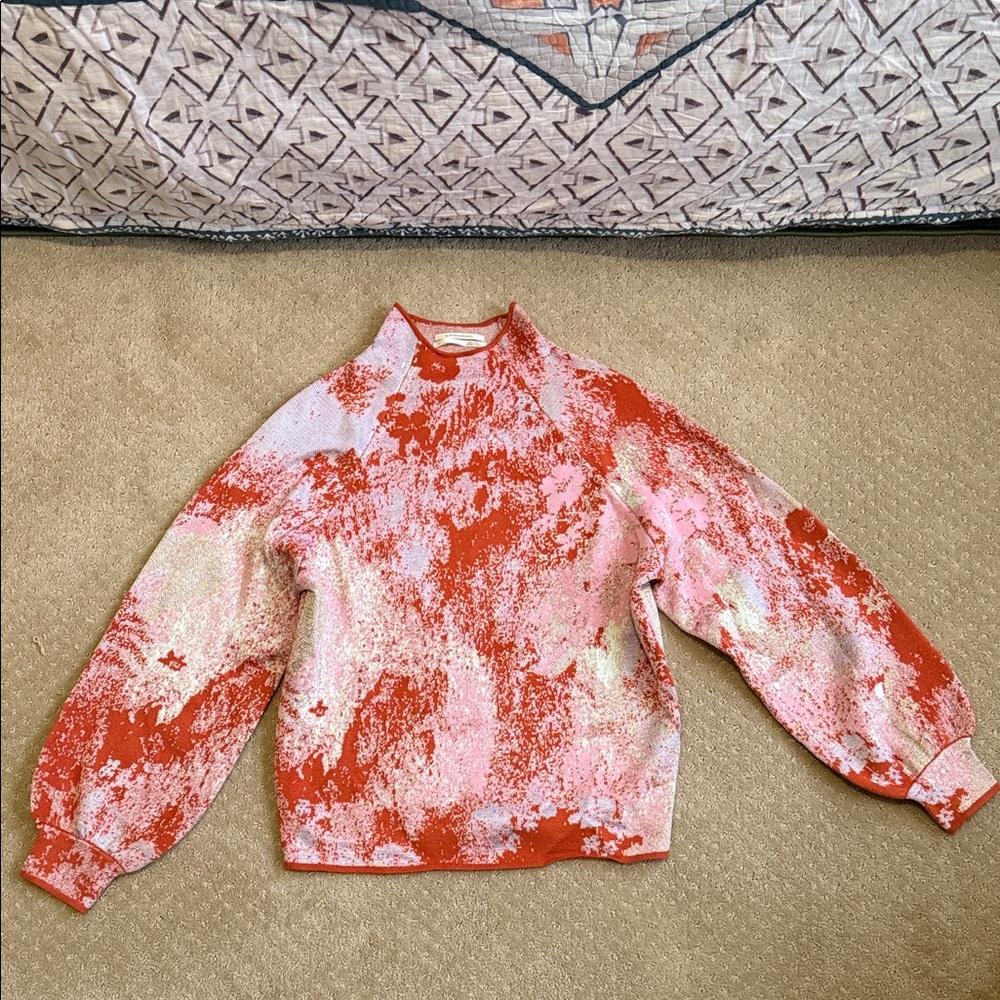 *NWOT* By Anthropologie Stylish Red and Pink Cowl Neck Sweater, Size S
